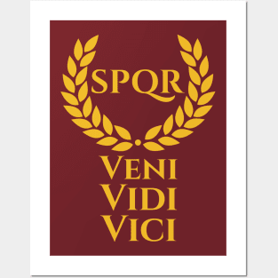 Julius Caesar Latin Quote Veni Vidi Vici SPQR Roman History Posters and Art